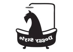 K-design Dog In Bath Inside Left Sticker Black 32 X 36 Cm