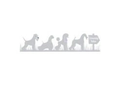 K-design Dogs In Grass Outside Right Sticker Silver 83 X 19 Cm