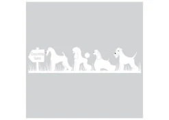K-design Dogs In Grass Outside Left Sticker White 83 X 19 Cm