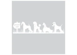 K-design Dogs In Grass Inside Left Sticker White 125 X 29 Cm