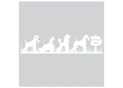 K-design Dogs In Grass Inside Right Sticker White 125 X 29 Cm