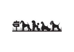 K-design Dogs In Grass Outside Left Sticker Black 253 X 58 Cm