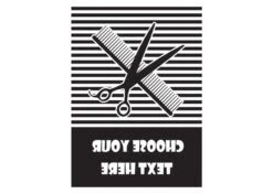 K-design Stripes Shear & Comb Inside Right Sticker Black 58 X 81cm