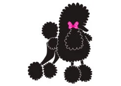 K-Design Poodle Bow Tie Sticker Right Black 10 Cm