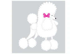 K-Design Poodle Bow Tie Sticker Right White 10 Cm