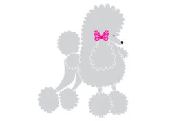 K-Design Poodle Bow Tie Sticker Right Silver 50 Cm