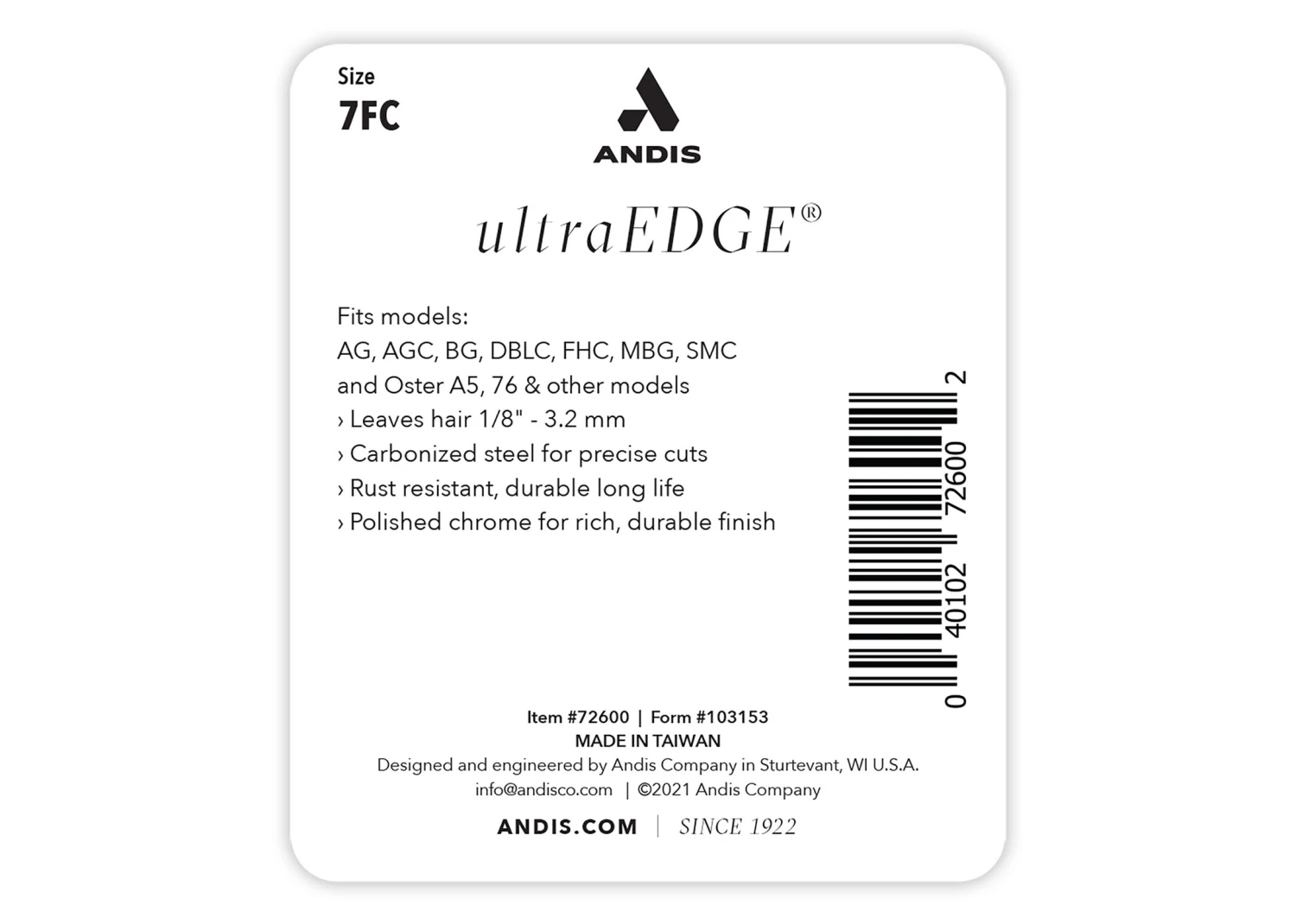 Andis Blade #7FC - 3,2 Mm 5 Andis Blade #7FC - 3,2 Mm - Image 3