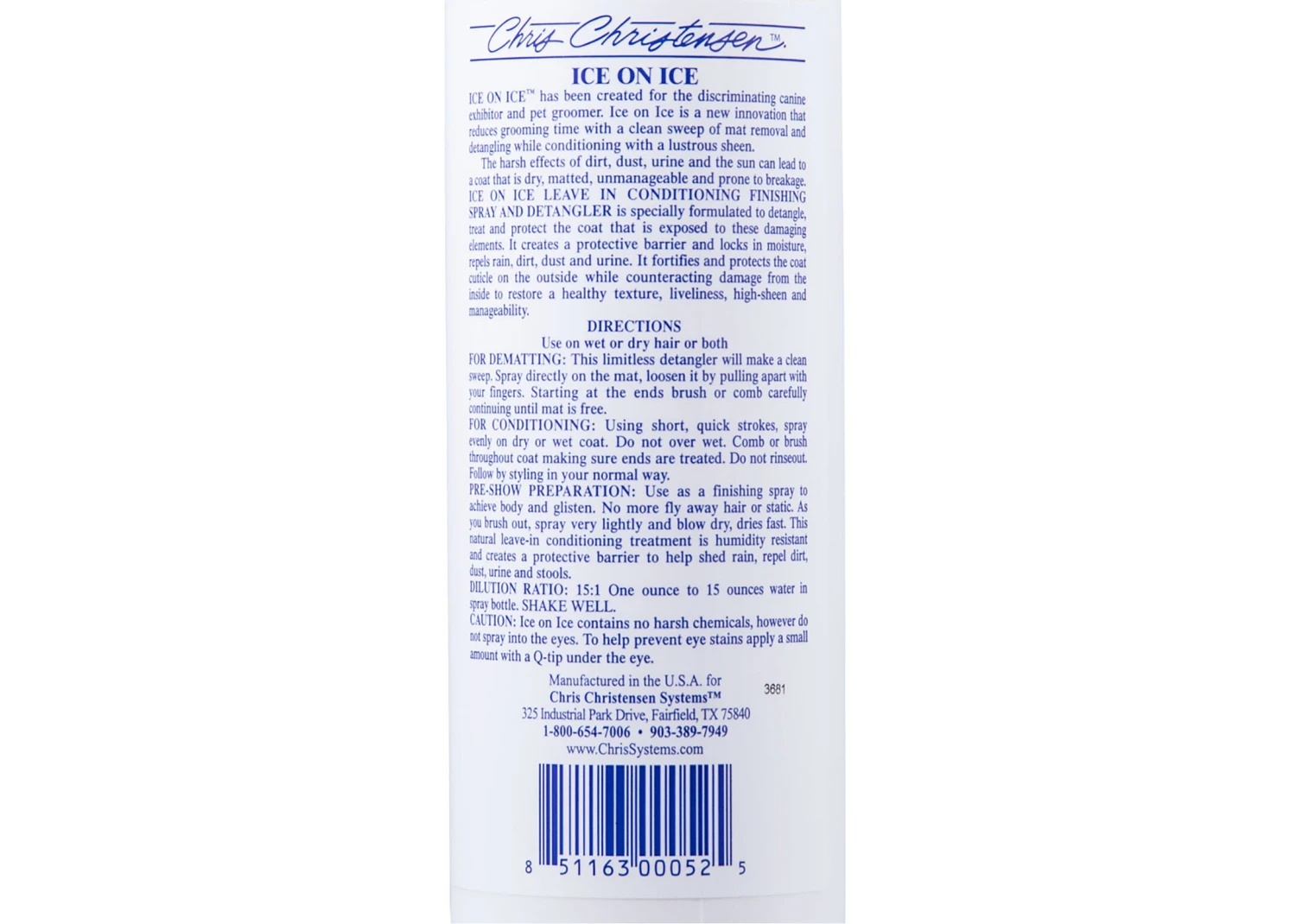 Chris Christensen Systems Ice On Ice Concentrate 473 Ml Finishing Spray - Leave-in Conditioner 6 Chris Christensen Systems Ice On Ice Concentrate 473 Ml Finishing Spray - Leave-in Conditioner - Image 4