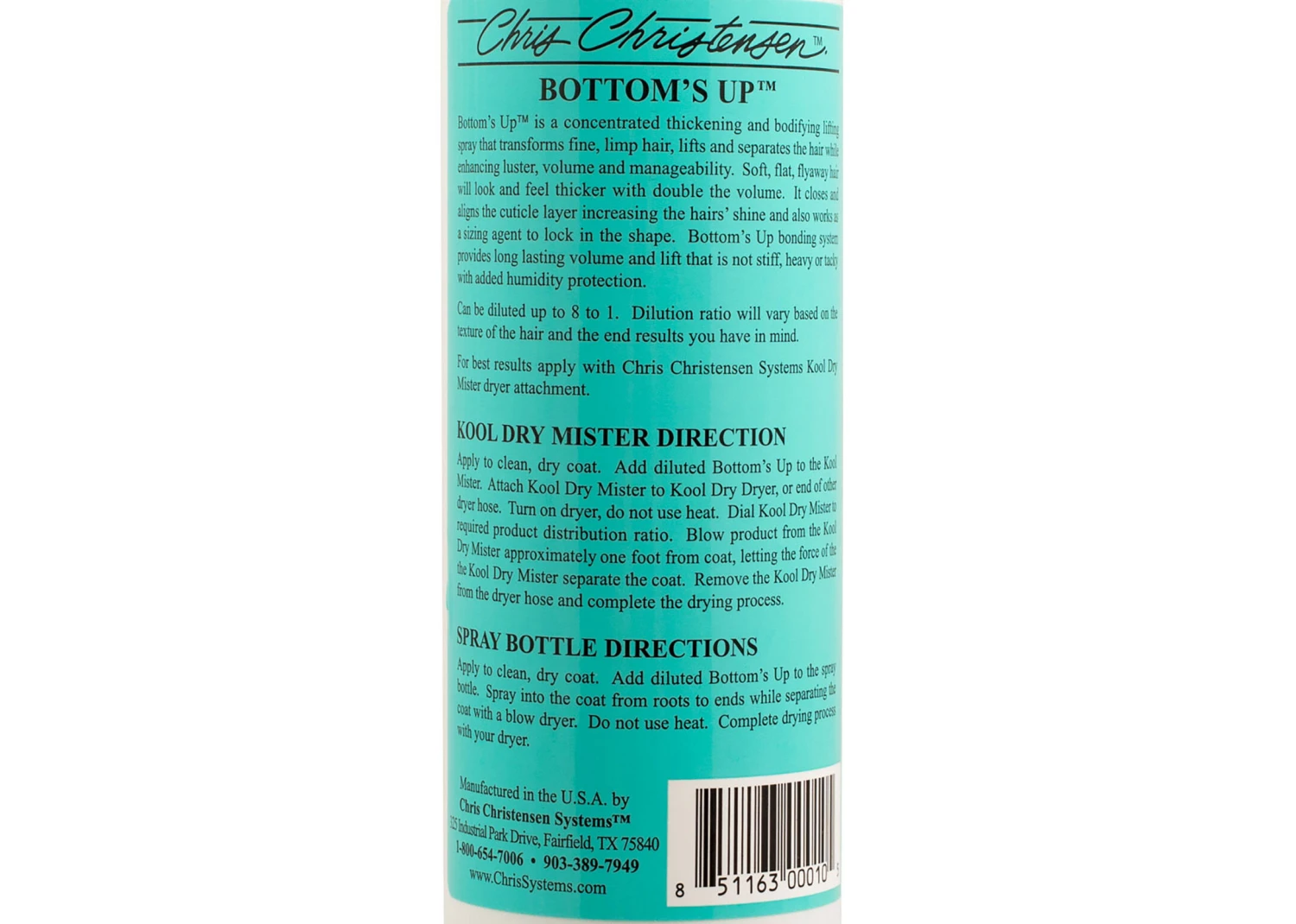 Chris Christensen Systems Bottoms Up 473 Ml Thickening & Lifting Spray 7 Chris Christensen Systems Bottoms Up 473 Ml Thickening & Lifting Spray - Image 5
