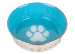 Show Tech Pet Bowl SS/Turquoise With Rubber Base And Pawprint 21,5cm - 1300ml