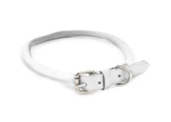 Dapper Dogs Collar Round Cow Leather 60cm X 10mm White Leather Collar
