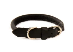 Dapper Dogs Collar Round Cow Leather 65cm X 10mm Black Leather Collar