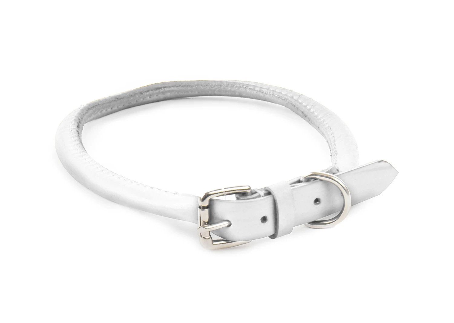 Dapper Dogs Collar Round Cow Leather 65cm X 10mm White Leather Collar 3 Dapper Dogs Collar Round Cow Leather 65cm X 10mm White Leather Collar